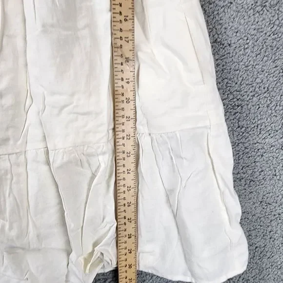 SEA NY Anita Eyelet Linen Blend Puff Sleeve Dress Girls 10 Cream Button Closure~ - Picture 6 of 11